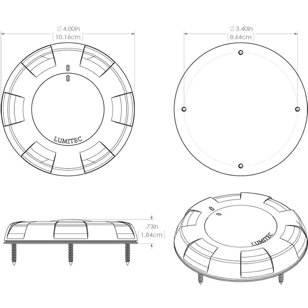 Lumitec Aurora LED Dome Light - White Finish - White/Blue Dimming [101075] - Twin Screws Marine Service