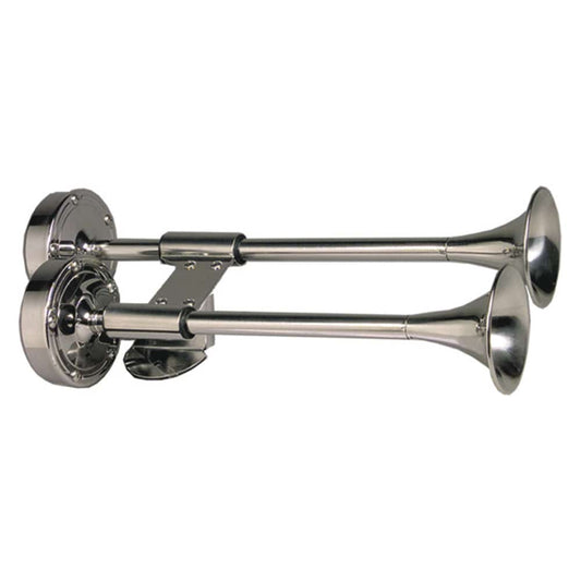 Schmitt Marine Deluxe All-Stainless Shorty Dual Trumpet Horn - 12V [10012] - Twin Screws Marine Service