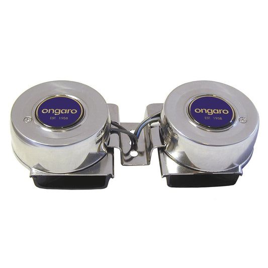 Schmitt Marine Ongaro All-Stainless Mini Compact Twin Horn - 12V [10002] - Twin Screws Marine Service