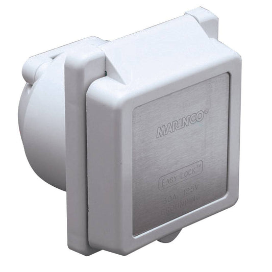 Marinco 301EL-B 30A Power Inlet - White - 125V [301EL-B] - Twin Screws Marine Service