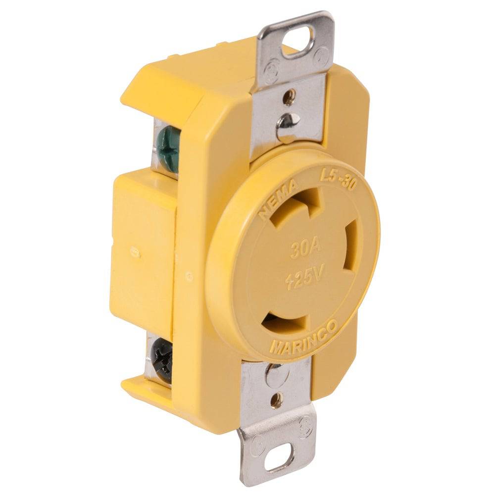 Marinco 305CRR 30A Receptacle - Yellow - 125V [305CRR] - Twin Screws Marine Service