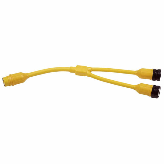 Marinco Y-Adapter, 2-30A 125V Locking to 50A 125/250V Locking [153AY] - Twin Screws Marine Service