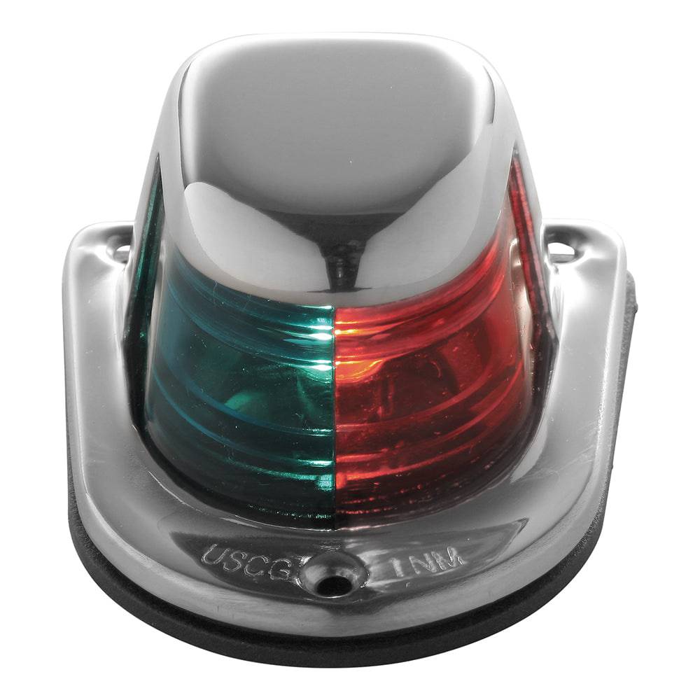 Attwood 1-Mile Deck Mount, Bi-Color Red/Green Combo Sidelight - 12V - Stainless Steel Housing [66318-7] - Twin Screws Marine Service