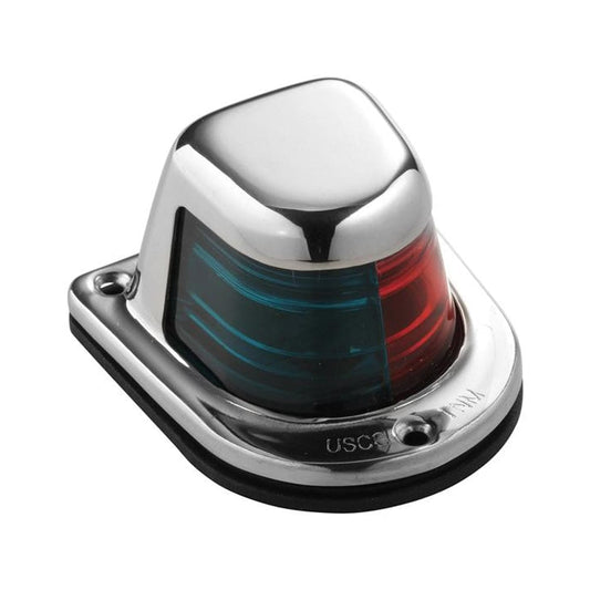 Attwood 1-Mile Deck Mount, Bi-Color Red/Green Combo Sidelight - 12V - Stainless Steel Housing [66318-7] - Twin Screws Marine Service