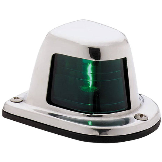 Attwood 1-Mile Deck Mount, Green Sidelight - 12V - Stainless Steel Housing [66319G7] - Twin Screws Marine Service