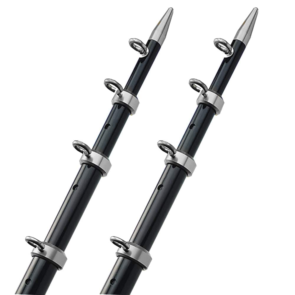 TACO 15' Telescopic Outrigger Poles HD 1-1/2" - Black/Silver [OT-0542BKA15-HD] - Twin Screws Marine Service