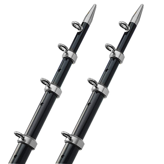 TACO 15' Telescopic Outrigger Poles HD 1-1/2" - Black/Silver [OT-0542BKA15-HD] - Twin Screws Marine Service
