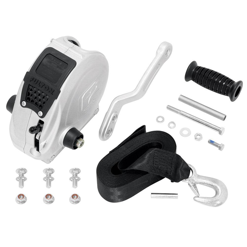 Fulton F2 Trailer Winch 1,600 lbs. - Single Speed w/Strap, Sharkskin Finish [FW16000101] - Twin Screws Marine Service