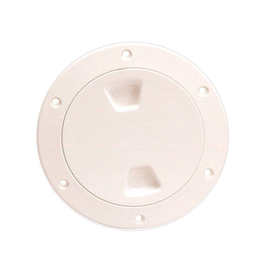 Beckson 4" Smooth Center Screw-Out Deck Plate - Beige [DP40-N] - Twin Screws Marine Service
