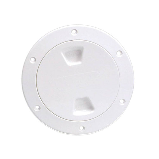 Beckson 4" Smooth Center Screw-Out Deck Plate - White [DP40-W] - Twin Screws Marine Service
