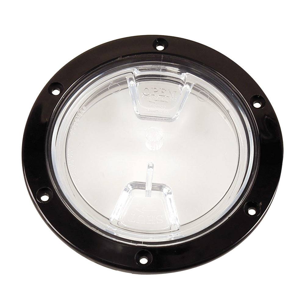 Beckson 4" Clear Center Screw Out Deck Plate - Black [DP40-B-C] - Twin Screws Marine Service