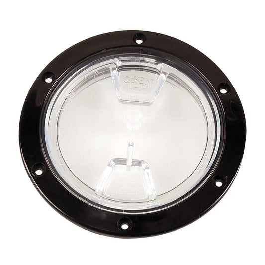 Beckson 4" Clear Center Screw Out Deck Plate - Black [DP40-B-C] - Twin Screws Marine Service