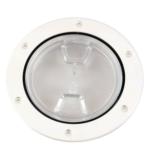 Beckson 4" Clear Center Screw-Out Deck Plate - White [DP40-W-C] - Twin Screws Marine Service