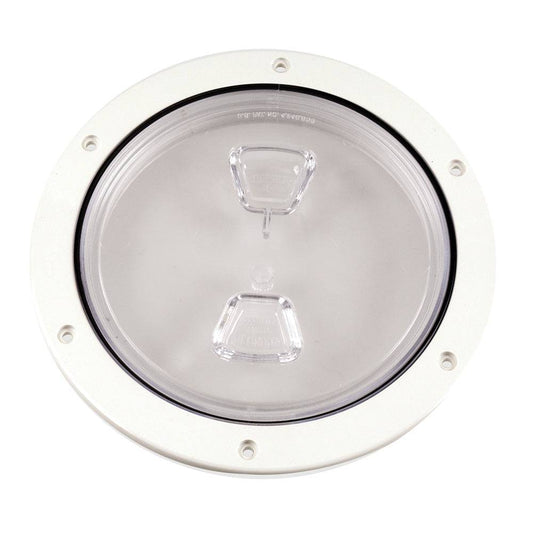 Beckson 6" Clear Center Screw Out Deck Plate - White [DP60-W-C] - Twin Screws Marine Service