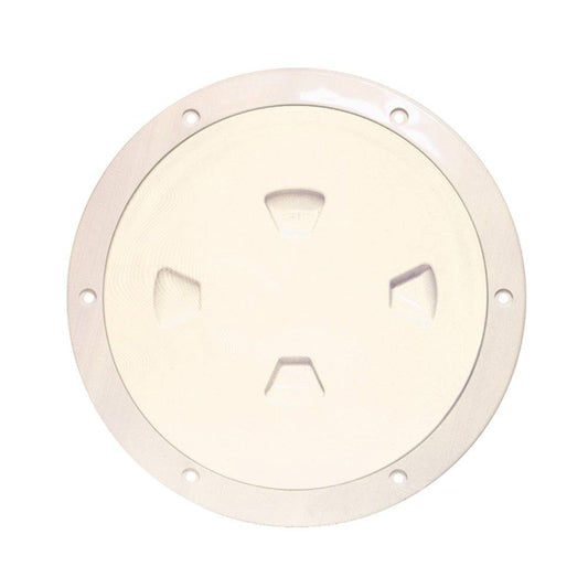 Beckson 8" Smooth Center Screw-Out Deck Plate - Beige [DP80-N] - Twin Screws Marine Service