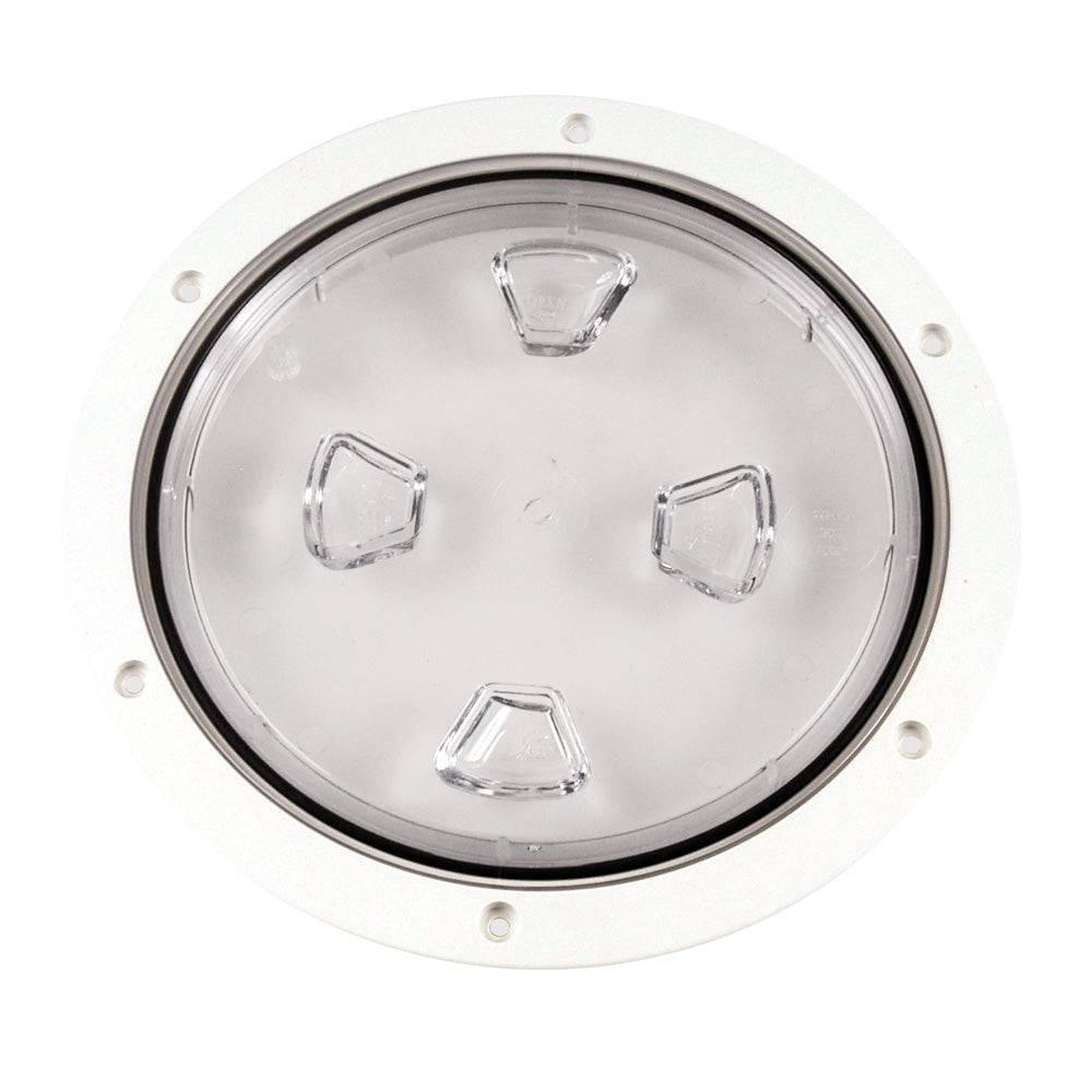 Beckson 8" Clear Center Screw-Out Deck Plate - White [DP80-W-C] - Twin Screws Marine Service