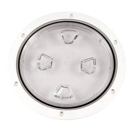 Beckson 8" Clear Center Screw-Out Deck Plate - White [DP80-W-C] - Twin Screws Marine Service
