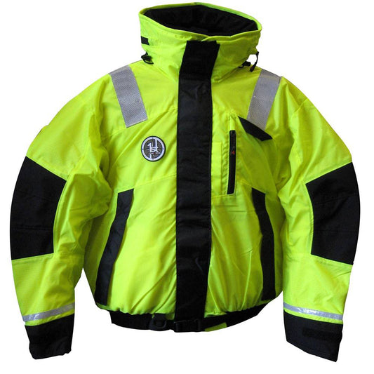 First Watch AB-1100 Flotation Bomber Jacket - Hi-Vis Yellow/Black - Small [AB-1100-HV-S] - Twin Screws Marine Service