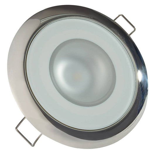 Lumitec Mirage - Flush Mount Down Light - Glass Finish/Polished SS Bezel - 2-Color White/Blue Dimming [113111] - Twin Screws Marine Service