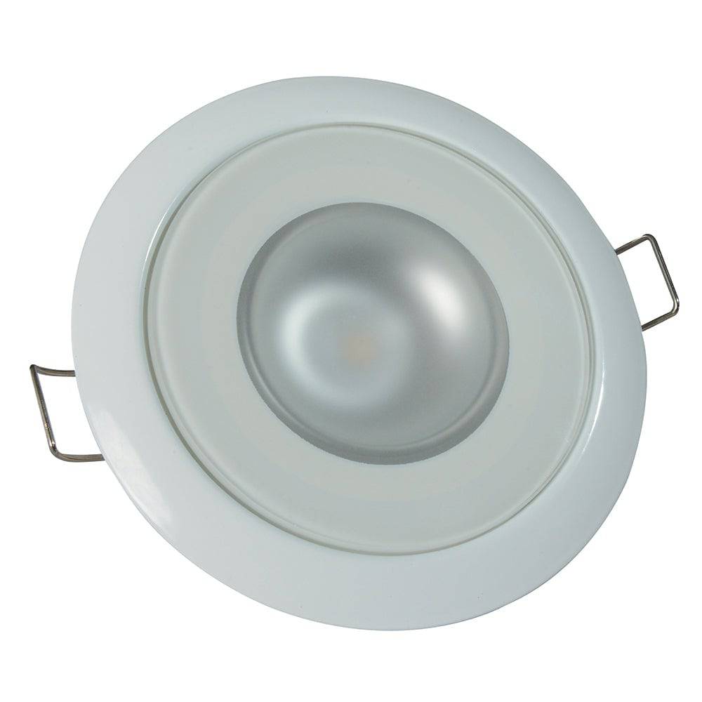 Lumitec Mirage - Flush Mount Down Light - Glass Finish/White Bezel - 2-Color White/Blue Dimming [113121] - Twin Screws Marine Service