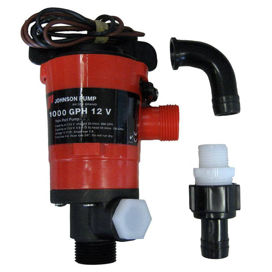 Johnson Pump Twin Port 1000 GPH Livewell Aerating Pump - 12V [48903] - Twin Screws Marine Service