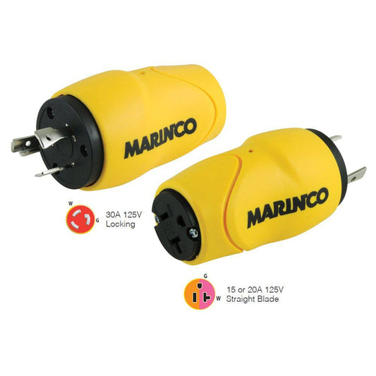 Marinco Straight Adapter, 30A Male - 15A Female [S30-15] - Twin Screws Marine Service