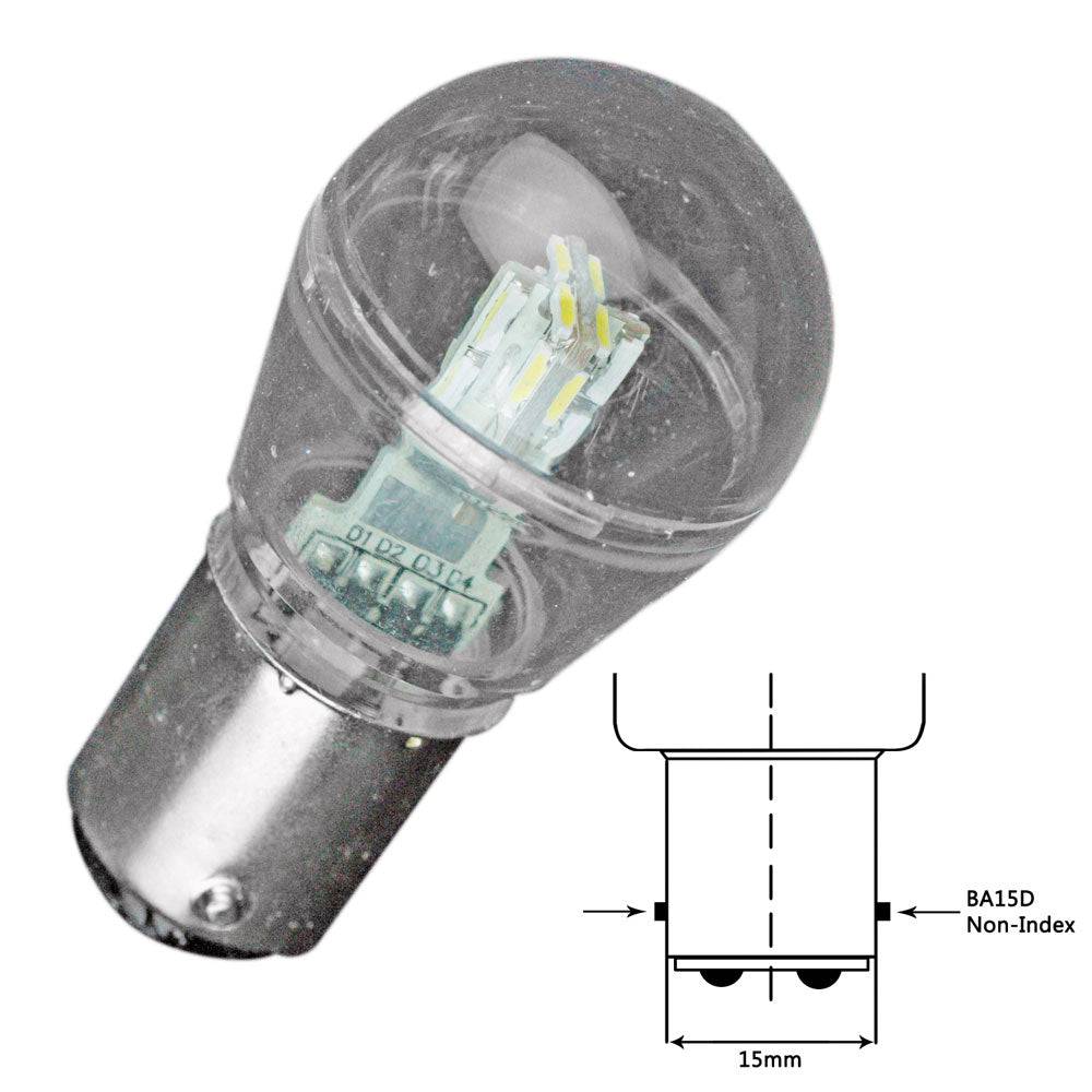 Lunasea Bayonet LED Bulb BA15D - 10-30VDC/1W/105 Lumens - Cool White [LLB-26FC-21-00] - Twin Screws Marine Service