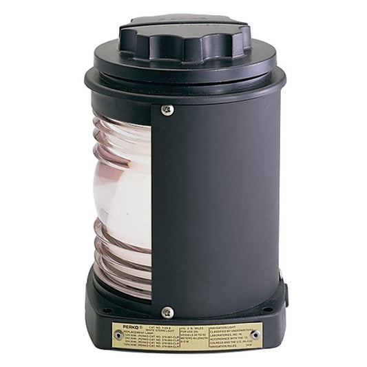 Perko Stern Light - Black Plastic, White light with Gray Tinted Lens [1129A00BLK] - Twin Screws Marine Service
