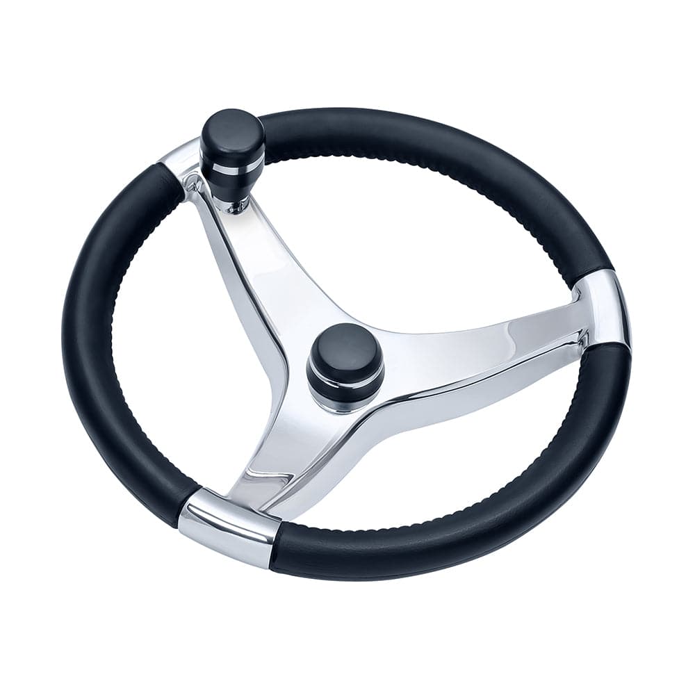Schmitt Marine Evo Pro 316 Cast Stainless Steel Steering Wheel w/Control Knob - 15.5" Diameter [7241521FGK] - Twin Screws Marine Service