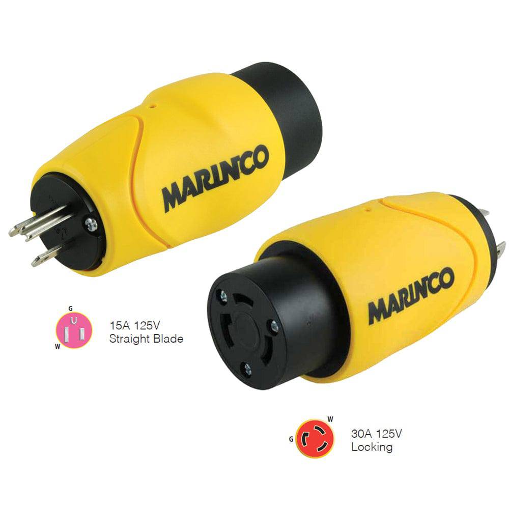 Marinco Straight Adapter 15Amp Straight Male to 30Amp Locking Female Connector [S15-30] - Twin Screws Marine Service