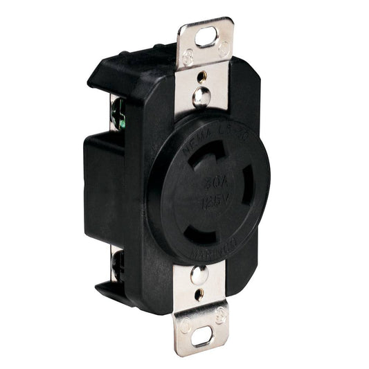 Marinco 305CRRB 125V 30Amp Locking Receptacle - Black [305CRRB] - Twin Screws Marine Service