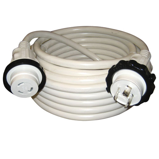 Marinco 30A 125V Molded Standard Cordset - White - 50' [199120] - Twin Screws Marine Service