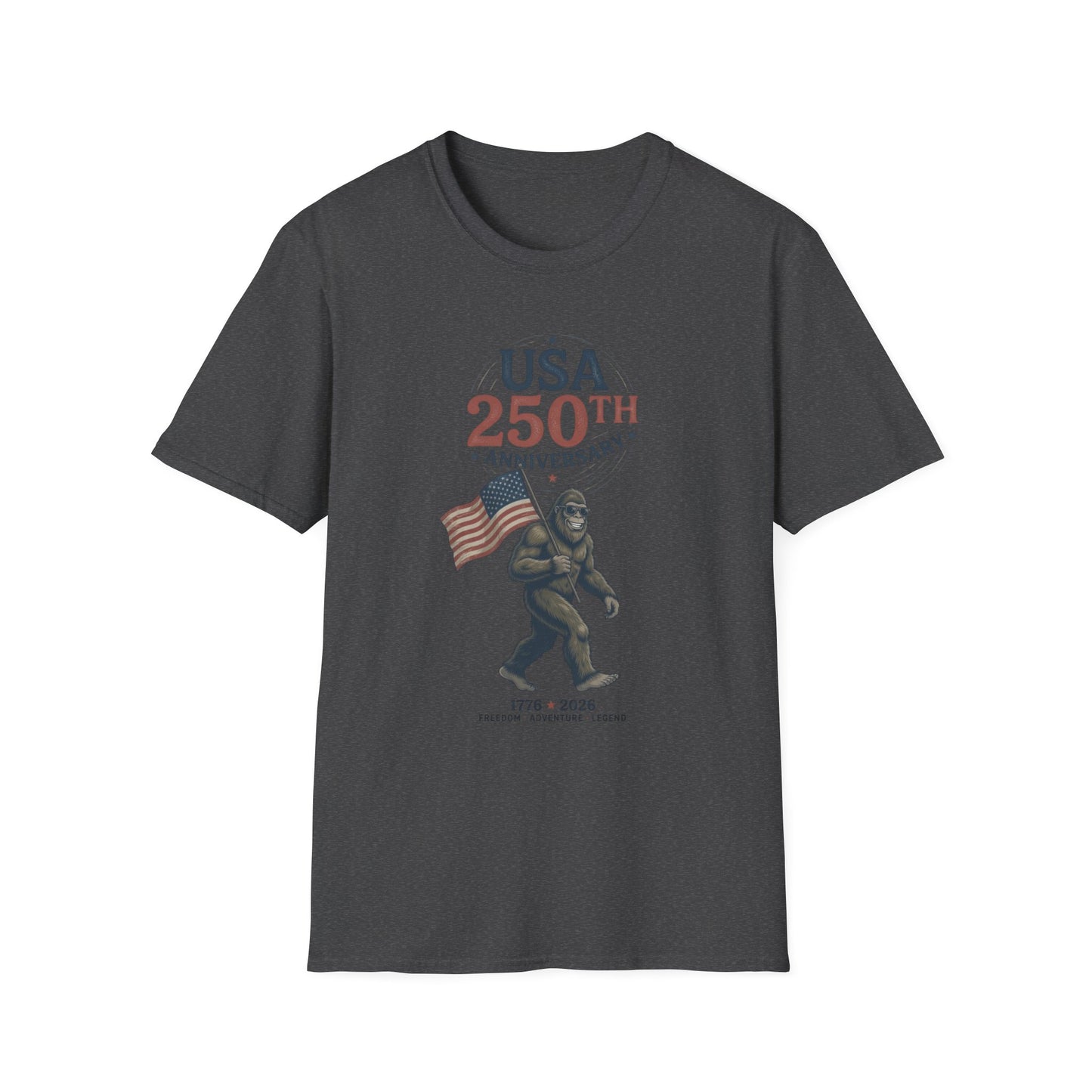 USA 250th Anniversary T-Shirt — Patriotic Flag & Bigfoot Celebration Tee