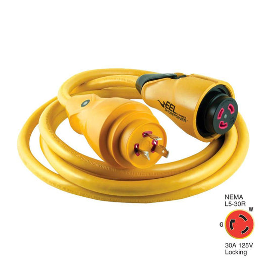 Marinco CS30-12 EEL 30A 125V Shore Power Cordset - 12' - Yellow [CS30-12] - Twin Screws Marine Service