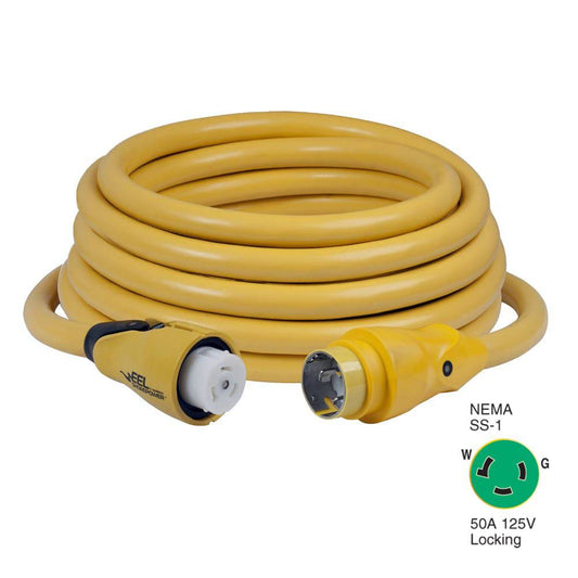 Marinco CS503-50 EEL 50A 125V Shore Power Cordset - 50' - Yellow [CS503-50] - Twin Screws Marine Service