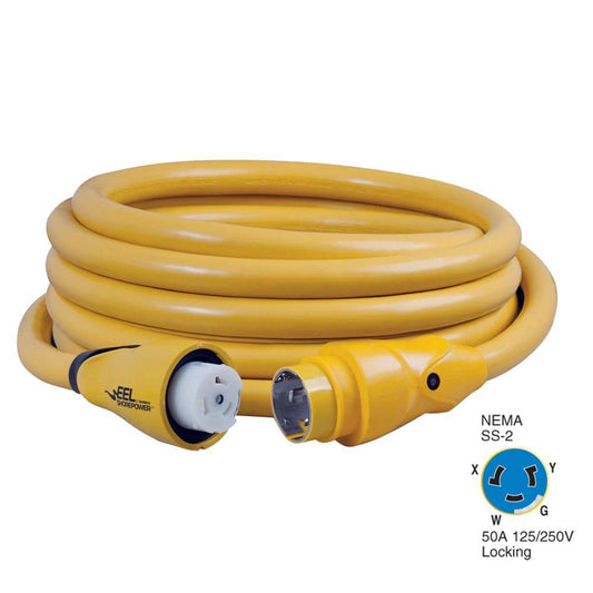 Marinco CS504-25 EEL 50A 125V/250V Shore Power Cordset - 25' - Yellow [CS504-25] - Twin Screws Marine Service