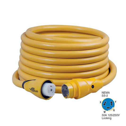 Marinco CS504-50 EEL 50A 125V/250V Shore Power Cordset - 50' - Yellow [CS504-50] - Twin Screws Marine Service