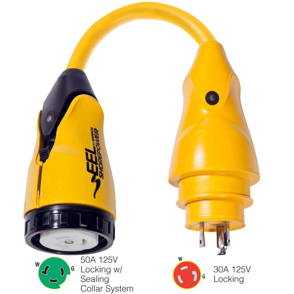 Marinco P30-503 EEL 50A-125V Female to 30A-125V Male Pigtail Adapter - Yellow [P30-503] - Twin Screws Marine Service