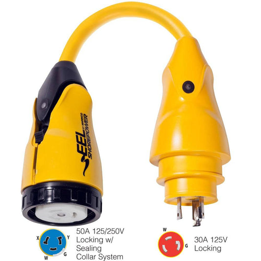 Marinco P30-504 EEL 50A-125/250V Female to 30A-125V Male Pigtail Adapter - Yellow [P30-504] - Twin Screws Marine Service