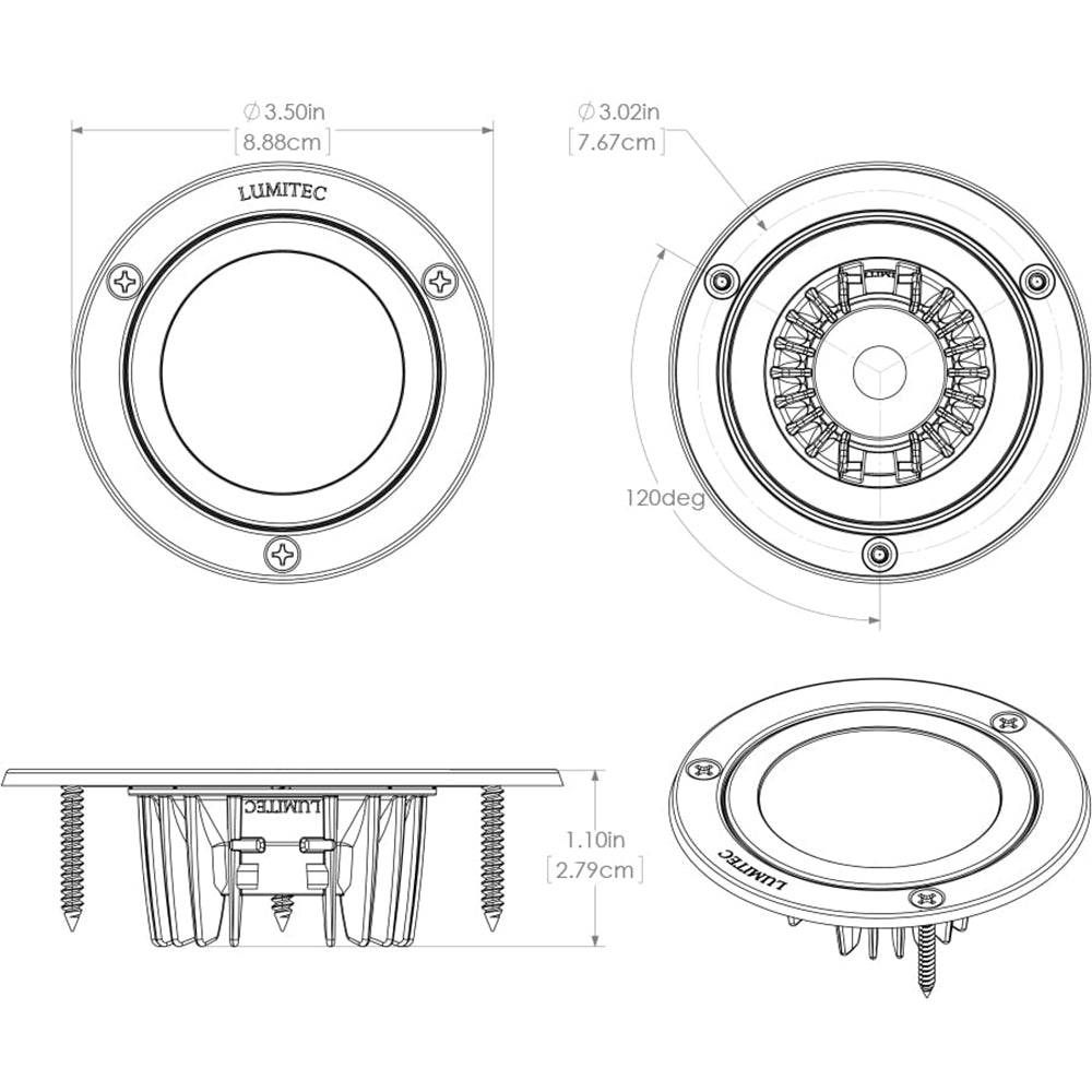 Lumitec Shadow - Flush Mount Down Light - White Finish - 3-Color Red/Blue Non-Dimming w/White Dimming [114128] - Twin Screws Marine Service