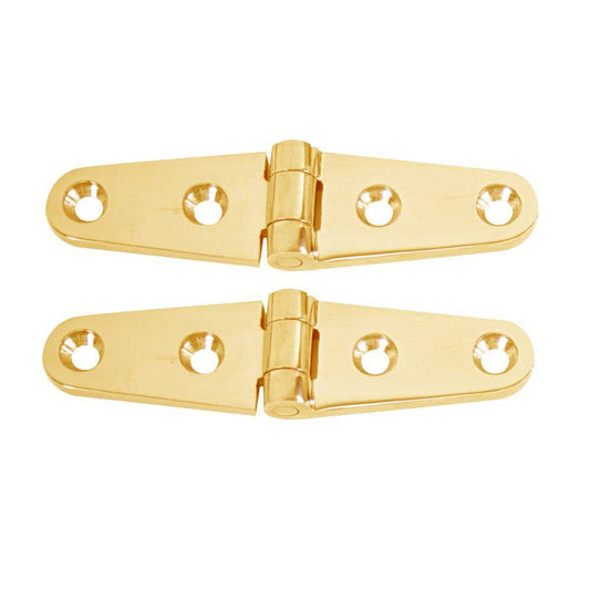Whitecap Strap Hinge - Polished Brass - 4" x 1" - Pair [S-604BC] - Twin Screws Marine Service