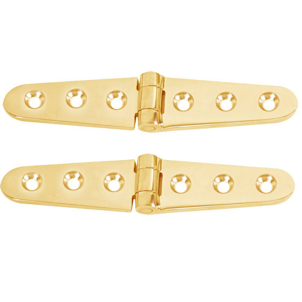 Whitecap Strap Hinge - Polished Brass - 6" x 1-1/8" - Pair [S-605BC] - Twin Screws Marine Service