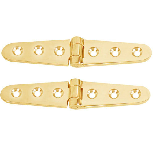 Whitecap Strap Hinge - Polished Brass - 6" x 1-1/8" - Pair [S-605BC] - Twin Screws Marine Service