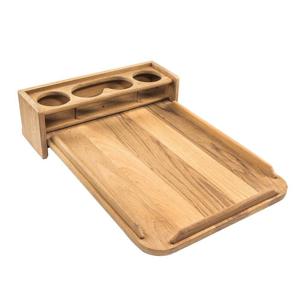 Whitecap Teak Drinkholder w/Removable Cockpit Table Top - Holds 4 Glasses [61394] - Twin Screws Marine Service