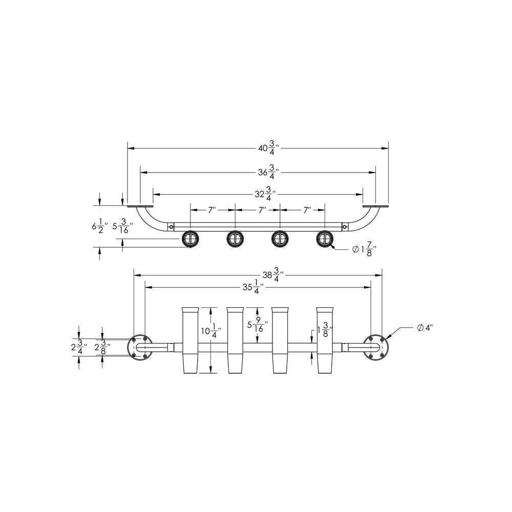 TACO 4-Rod Transom Mount Rod Rack [F31-3504BSA-1] - Twin Screws Marine Service