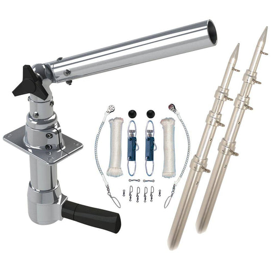 Rupp Revolution Top Gun Package w/18' Poles & Complete Single Line Rigging Kit w/Klickers Release Clips [REV-TPGN-18T] - Twin Screws Marine Service