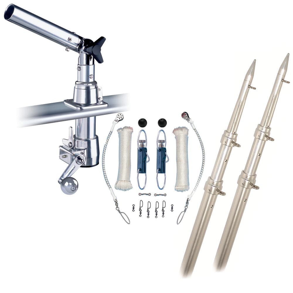 Rupp Z-30 Top Gun Outrigger Kit w/15' Telescoping Poles & Complete Single Line Rigging Kit w/Klickers Release Clips [Z30-TPGN-15T] - Twin Screws Marine Service