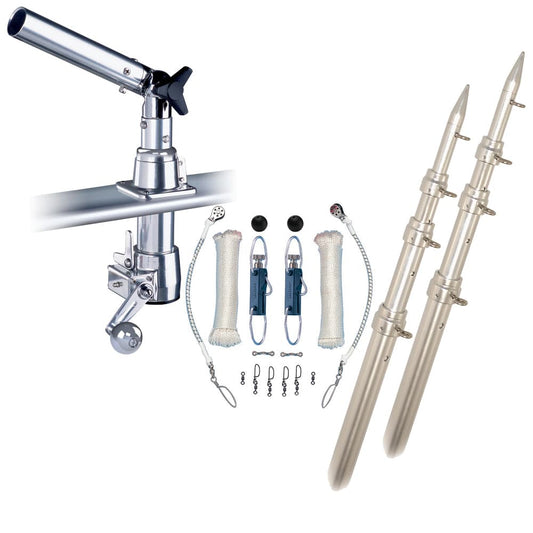 Rupp Z-30 Top Gun Outrigger Kit w/18' Poles & Complete Single Line Rigging Kit w/Klickers Release Clips [Z30-TPGN-18T] - Twin Screws Marine Service