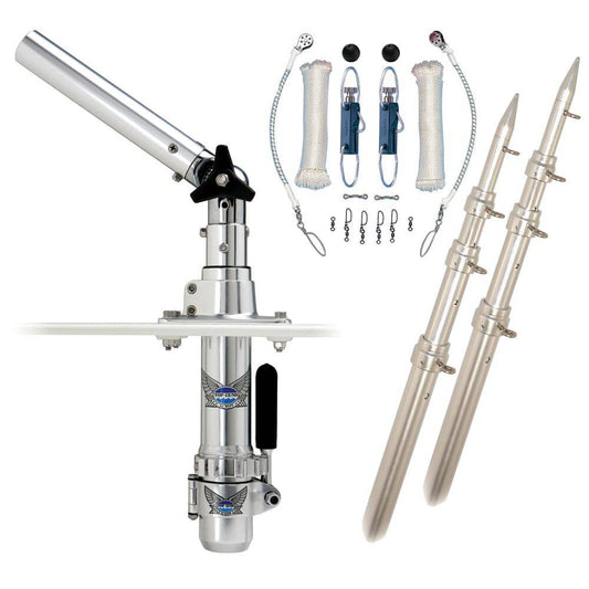 Rupp Classic Top Gun Outrigger Kit w/15' Poles & Complete Single Line Rigging Kit w/Klickers Release Clips [RAD-TPGN-15T] - Twin Screws Marine Service