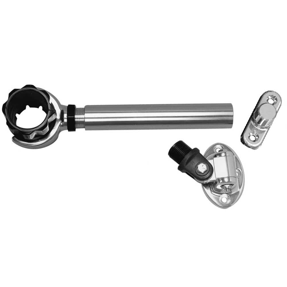 Rupp Threaded Antenna Support w/6" Pipe Mount, Oval 4-Way Base & 1.5" Collar [PAK-0005] - Twin Screws Marine Service